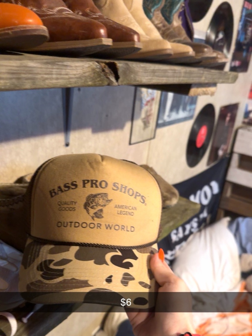 Bass Pro Shops Tan and Camo Trucker Hat